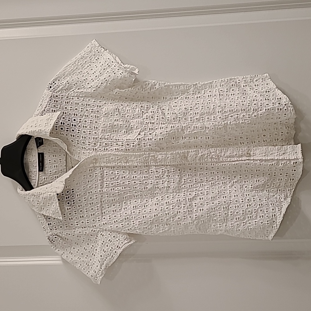 NWOT NY & Co White Eyelet Button Down Blouse